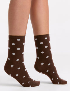 GIGI SPOT CREW SOCK - ESPRESSO